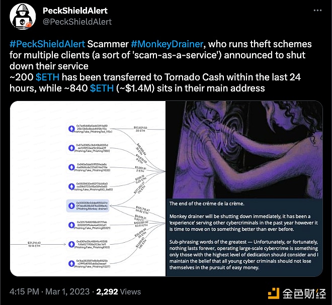 网络钓鱼诈骗团队Monkey Drainer宣布关闭其服务-第1张图片-交易所